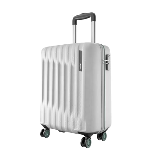 Image of Safari Ray Neo 8 Wheels 55cm Cabin Trolley Bag, Hard Case Polycarbonate, Carry On 360 Degree Wheeling Luggage for Men & Women, Travel Bag, Suitcase for Travel, Trolley Bags for Travel, Cloud Grey
