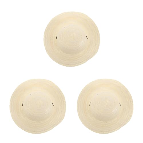 3pcs Wheat Straw Hat for Boy Girl Wide Brim Sun Hat for Outdoor Activities and Crafting Blank Cap for Boy Girl