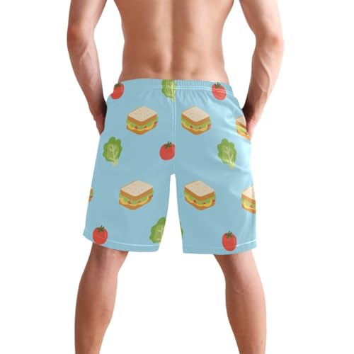 Sandwich Vegetables Blue Mens Swim Trunks Quick Dry Beach Shorts with Pocket S 23025103