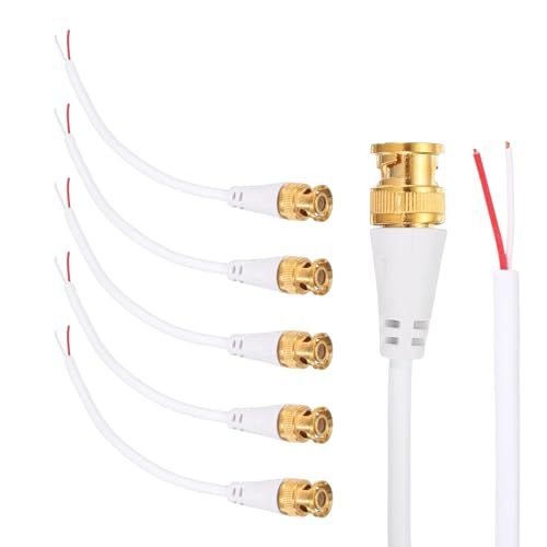 QUARKZMAN Cable BNC Con Terminales Al Descubierto 5 Piezas 0.2M Conector Coaxial Macho BNC Chapado En Oro Extensión Para Sistema De Seguridad CCTV Cámara DVR Monitor Conexión De Video