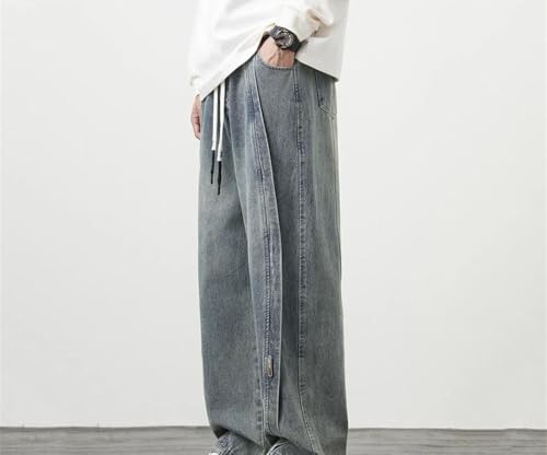 Men Plus Size Jeans Baggy Casual Straight Denim Pants High Waist Elegant Office Party Trousers4