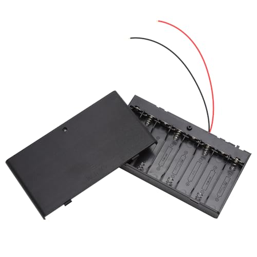 AA*8   Soporte para pilas de plástico, caja de batería de 12 V, caja de almacenamiento con interruptor, soporte de batería de plástico con cable de alambre, adecuado para suministros de bricolaje