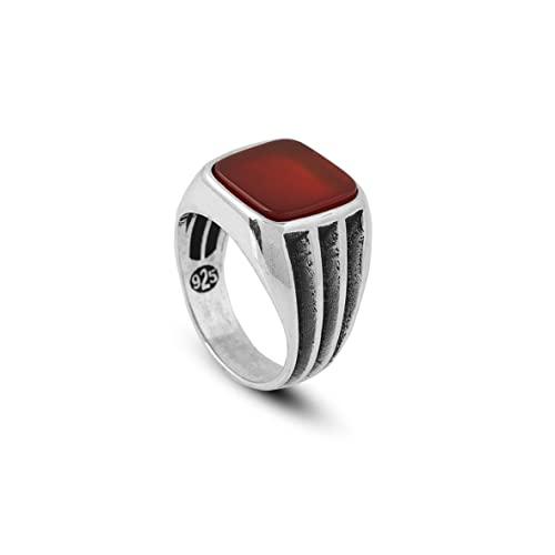 Amazon.com: Men Handmade Ruby Stone Ring,Pinky Ring Men, Red Stone Ring ...