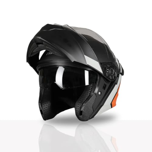 Image of TVS Racing SuperPose Smoked Dual Visor Flip Up Modular Helmet for Men and Women, ISI DOT Certified, ABS Shell, Quick Release Visor, Lightweight, Ventilated, Open Face to Full Face