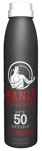 Manly Sunscreen SPF 50 Sport Performance Broad Spectrum Spray, Fragrance free, Reef friendly (Oxybenzone & Octinoxate free), Water Resistant, 5 oz