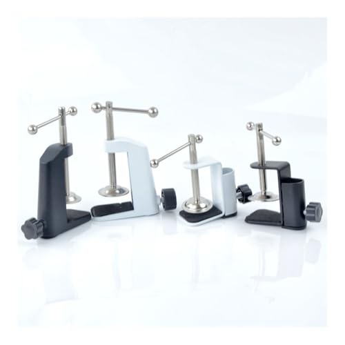 Microscope Table Lamp Clamp Desk Anti Slip Tools Hardware Stainless Steel Swing Arm Fixed Base Home Bracket Holder Portable(Large Size-Black)