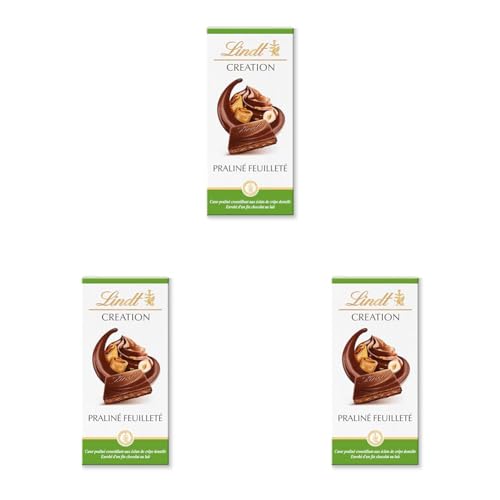 Lindt Tablette Praliné Feuilleté Creation Chocolat au Lait, 150g (Lot de 3)