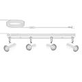 AUQUEE 4 Light Track Lighting Kit,White 4 Way Modern Plug in Ceiling Spotlight,Industrial LED Wall Light for Kitchen Cabinet Gallery Bar Hallway Living Room,Rocker Switch,15 Foot Cord(No Bulb)