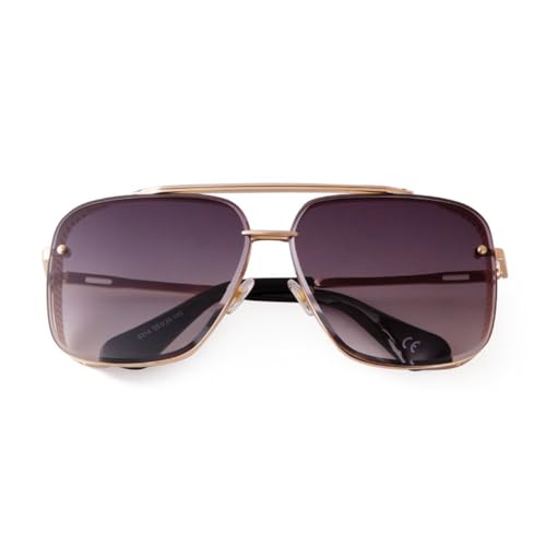 Lunettes de soleil UV400 vintage à verres plats fins et monture métal