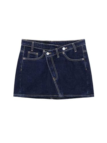 Women’S Casual Chic Asymmetrical Mini Skirt Solid Slim Denim Short Style Fleece Skirts for Women L3