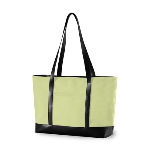 Sinestour Lime Green Tote Bag with Zipper Work Shoulder Handbag