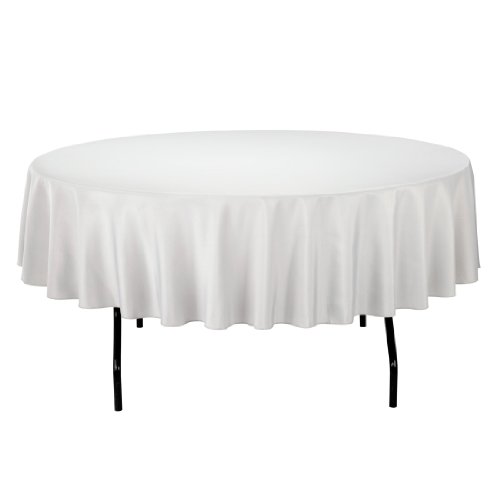 LinenTablecloth 90-Inch Round Polyester Tablecloth Silver