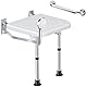 Duschsitz Klappbar Wandmontage Hohenverstellbar Duschstuhl Duschklappsitz mit Armlehnen, Badestuhl Duschhocker Badhocker Wandklappstuhl bis 400LBS Duschhocker für Senioren, Behinderte