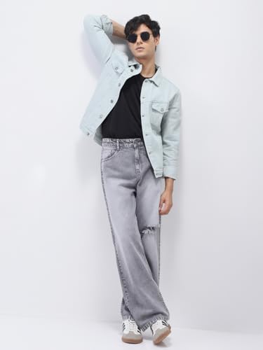 Urbano Fashion Men's Regular Fit Washed Full Sleeve Denim Jacket