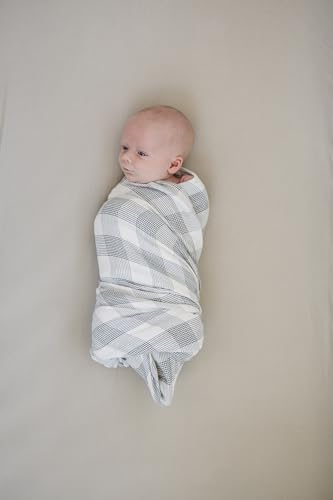 Image of Mebie Baby Coastal Plaid Muslin Swaddle, Modern and Neutral Blanket for Baby Girl or Boy, Soft Newborn Wrap, 0-3 Month, Comfy Baby Essentials & Gifts