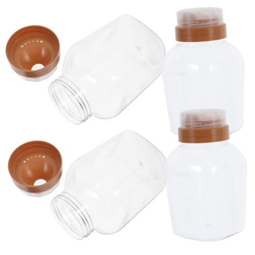 Toyvian 4pcs Leak Honey Squeeze Bottle Food-Grade Plastic Dispenser with Lid for Honey Syrups and Sauces of Versatile Storage Containers