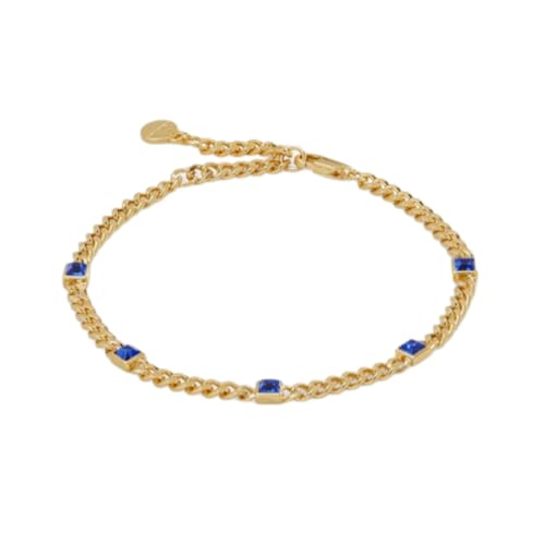 Image of Alex and Ani September Birthstone Sapphire Curb Chain Bracelet