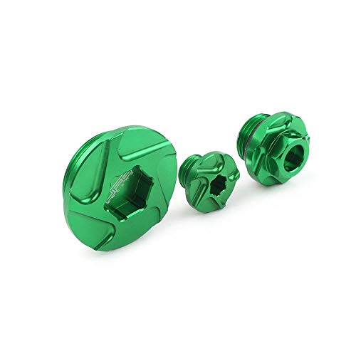 Three T Green 3PCS Motorbike Dirt Bikes Aluminum Engine Timing Oil Filter Plugs Bolts Fit for Kawasaki KX250F KX450F 2011-2018, KLX450R 2008-2015 - Thumbnail 5