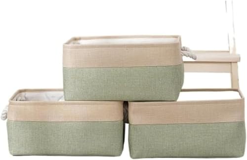 Xiraivke 折り畳み式 収納バスケット 3個セット 40×30×20cm 綿麻製 防水・防湿・防塵 高耐久性 巾着付き 取っ手付き 無臭 ランドリー ストレージ 衣類・小物収納 洗濯かご インテリア雑貨 長方形 ?接加厚 水洗可能 布製 引き出し対応