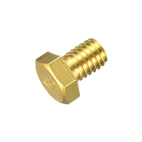 Image of uxcell Brass Hex Bolts, 3 /8-16x1 /2 1pcs Fully Thread Grade 4.8 Solid Brass Hexagon Head Bolt Machine Screws for Machinery