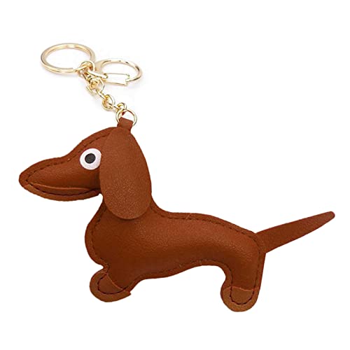 LUOFENG Mini süßer Dackel-Hund-Schlüsselanhänger-Anhänger, schöner PU-Leder-Tiere-Schlüsselanhänger für Handtasche, Tasche, Rucksack, Handtasche