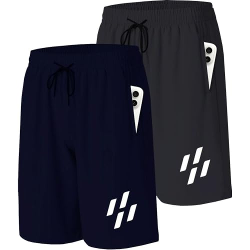 Image of A.A Fashion Zone Men's Casual Elastic Waist Drawstring Shorts with Side Pockets | Comfortable Summer Sports Lounge Gym Beach Shorts | 2 Pack Combo