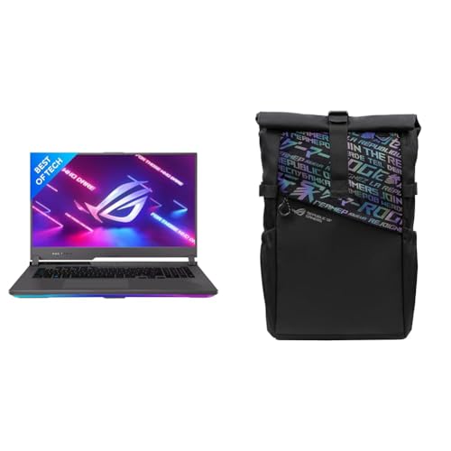 ASUS ROG Strix G17 (2022), 17.3″” (43.94 cms) FHD 144Hz, AMD Ryzen 7-6800H, RTX 3050 4GB Graphics, (16GB RAM/512GB SSD), G713RC-HX109WS + ROG BP4701 Gaming Bag (Black)