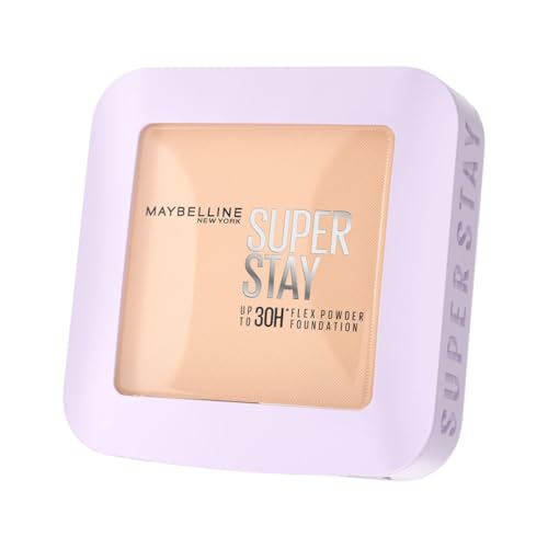 Maybelline New York Super Stay Flex Powder Foundation Compact, 110, Full Coverage, 30H Full Coverage, Perfect for Oily Skin, Waterproof & Sweatproof, 9g