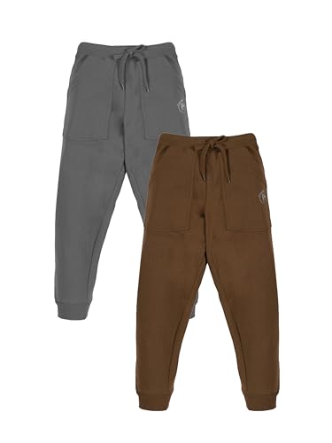 Image of KiddoPanti Boys Solid Fleece Track Pants | Cotton Poly Fleece Fabric | Ankle Length Bottom Rib | 2 Front Patch Pocket | Elastic Waist & Drawcord | Jogger Track Pants for Boys
