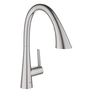GROHE Zedra – Einhand-Spültischbatterie (langlebige Oberfläche, 3 Strahlarten, Schwenkbereich 360°), supersteel, 32294DC2, Edelstahl