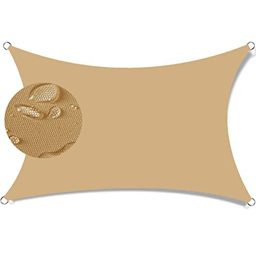 COUEO Toldo de Vela de Sombra 5.5x6.5m 95% Protección UV Toldo Vela IKEA Kit de Montaje para Toldo para Jardín, Terraza, Camping, Amarillo