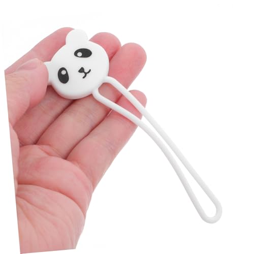 Organizador de cables Mikikit en forma de animal de silicona blanca con diseño de panda miniatura 4