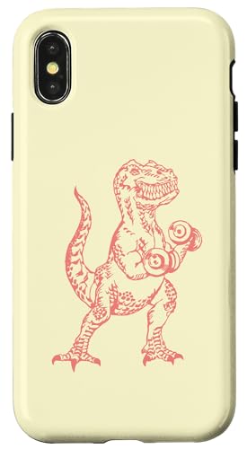 恐竜 リフティング ダンベル おもしろい 動物 フィットネス ジム ワークアウト スマホケース iPhone X/XS 用