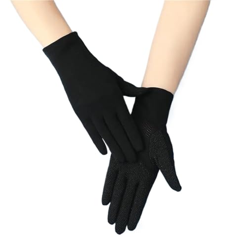 GIYXHU Guantes De Protección Solar 2 Pares de Guantes de Montar de algodón, Guantes de protección Solar de Verano, Guantes de Exterior de Color sólido, Guantes de conducción for Mujer(Black)