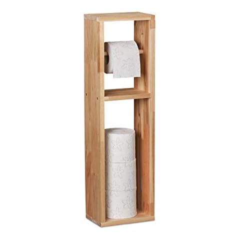 Relaxdays Toilettenpapierhalter, Walnuss Holz, zur Wandmontage oder stehend Cover