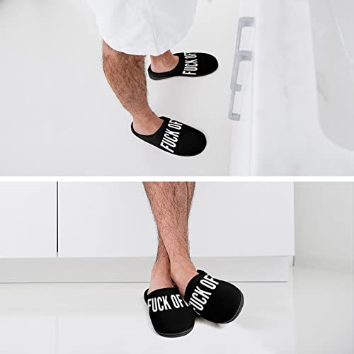 Fuck Off Cotton Slippers Memory Foam House Slippers Closed Toe Winter Warm Shoes2
