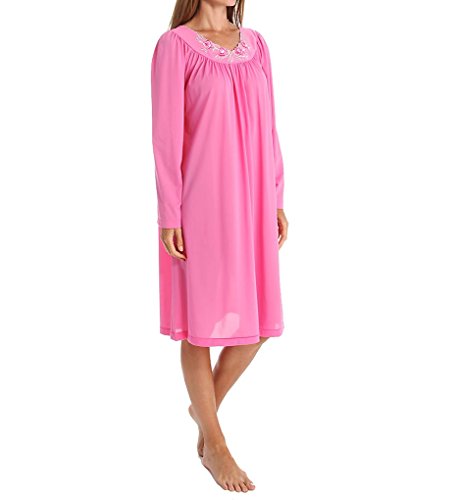 Shadowline Women's Petals Long Sleeve Short Gown 38280 L Rosy Pink