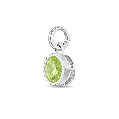 In Season Jewelry SS-05-00079 925 Sterling Silver Small Round Light Green Simulated Peridot Birthstone Charm For Young Girls & Teens - Cubic Zirconia Charms For A Girls Charm Bracelet thumb #1