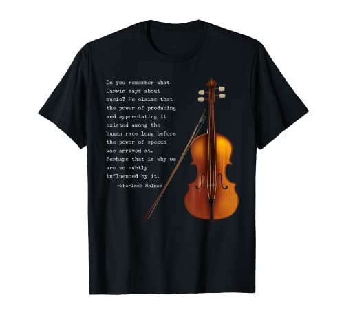 ダーウィン音楽引用句 - シャーロック・ホームズ ミステリー引用句 バイオリン Tシャツのサムネイル
