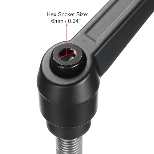Image of uxcell Adjustable Clamping Lever Handle M12 x 40mm Metric 304 Stainless Steel Male Threaded Stud Hand Knobs Push Button Ratchet Rotating Screw Handles Bolts with Locking Lever Black