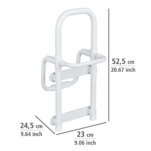 WENKO Secura Einstiegshilfe für die Badewanne, Belastbar mit bis zu 150 kg, Strapazierfähiges Aluminium/Kunststoff, 23 x 52 x 22,5-39 cm, Weiß