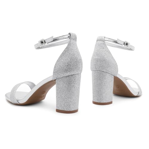 Image of Shoe Land Low Chunky Heels for Women Open Toe Ankle Strap Block Heel Sandals 3 Inch Dressy Heels for Wedding Party Date Night