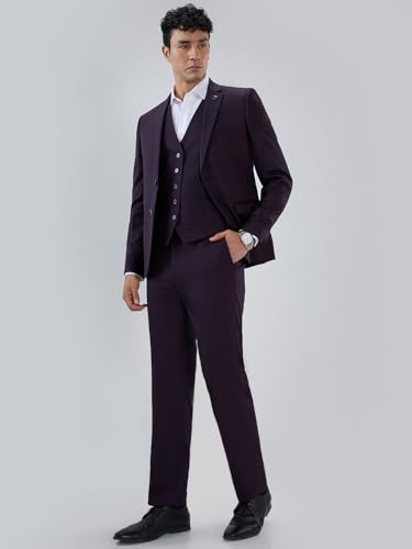 Image of Park Avenue Men Modern Slim Fit Solid Pattern Pure Polyester Notch Lapel Full Sleeve Festive Suit