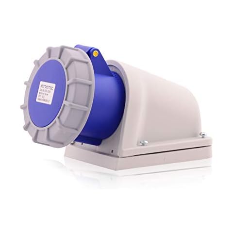 CEE Enchufe de pared para corriente fuerte IP67 montado en superficie en gris azulado Cover