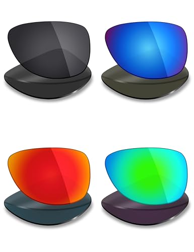 Mryok 4 Pair Polarized Replacement Lenses for Ray-Ban Cockpit RB3362 56mm Sunglass - Stealth Black/Fire Red/Ice Blue/Emerald Green