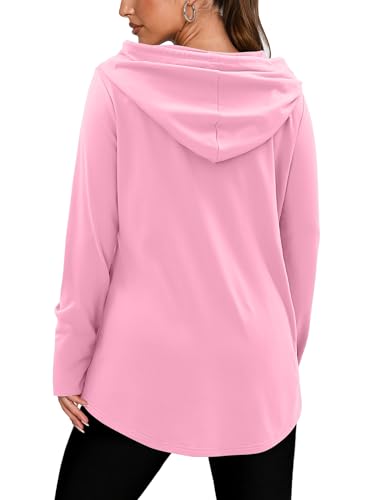 BETTE BOUTIK Womens Quarter Zip Tunic Hoodies Pullover Long Hooded Sweatshirts S-3XL
