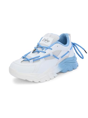 KNOOS Synthetic Leather Lace Up Casual Sneaker Shoes for Women and Girls