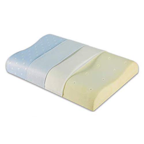 Image of The White Willow Cervical Orthopedic Memory Foam Cooling Active Air Small Size Contour Neck Support Sleeping Bed Pillow with Removable Zip Cover (20 inch L x 13 inch W x 4 inch H) -Blue
