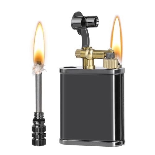 CHOICEDC Vintage Trench Lighter Permanent Match Cool Pipe Lighter Unique Metal Lighters Antique Kerosene Lighters Fluid Refillable Reusable Waterproof Forever Matches Classic Gift for Men Black