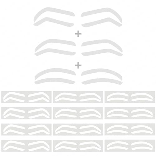 Plantilla desechable con diseño de cejas, tinte de cejas, adhesivo auxiliar para dar forma a las cejas con opción de tipo de cejas individuales (1 bolsa, tipo mixto, 12 pares)